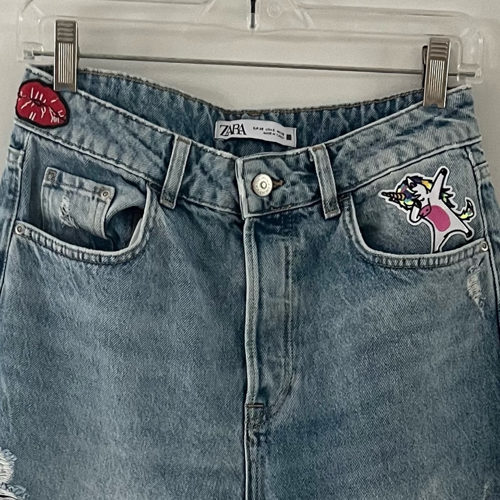 Upcycled β¨ Zara | High Rise Distressed Boyfriend Jeans w/ Patches | 6 - Picture 7 of 7